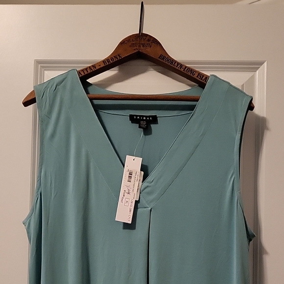 Tribal Women's V-Neck Tank Top - Aqua - Picture 2 of 6